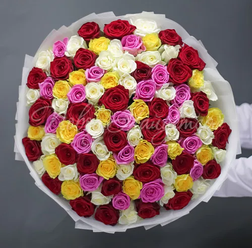 101 роза Букет Солнечный микс